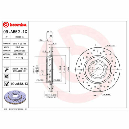 Brembo Disc Brake Rotor 09.A652.1X
