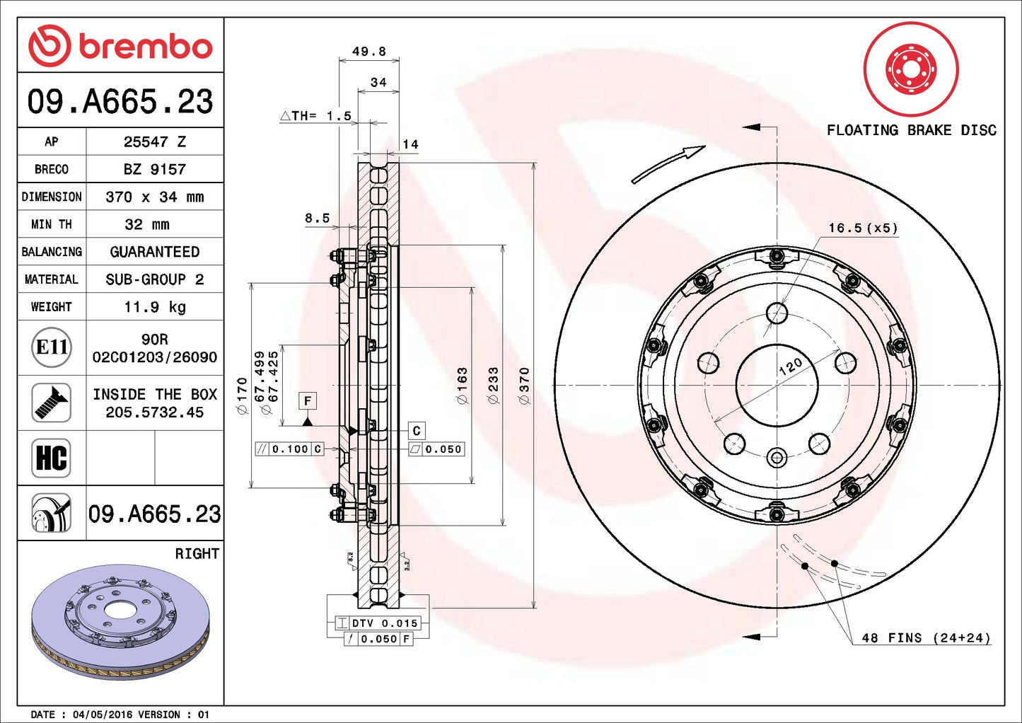 Brembo Disc Brake Rotor 09.A665.23