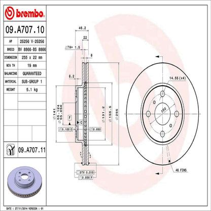 Brembo Disc Brake Rotor 09.A707.11