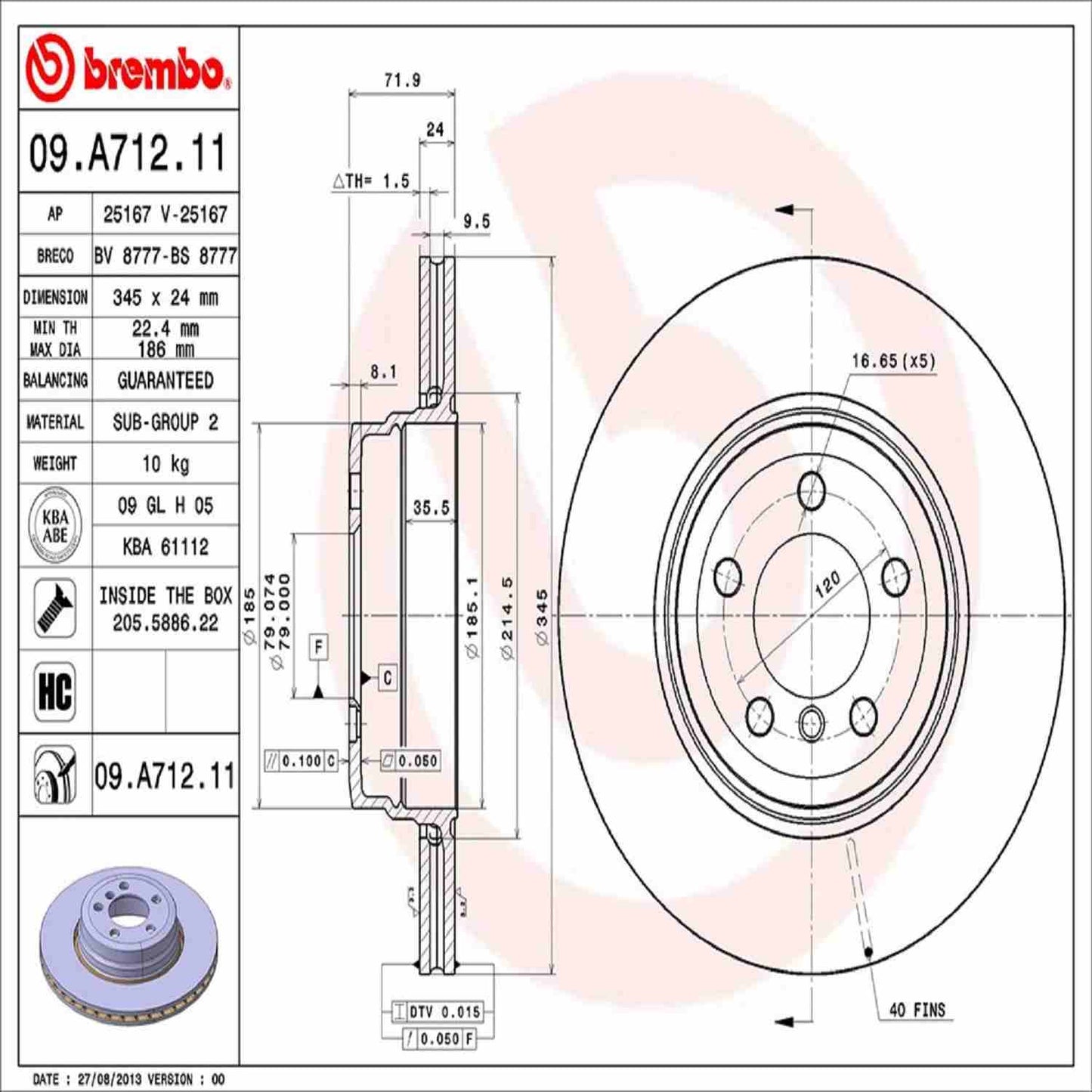 Brembo Disc Brake Rotor 09.A712.11