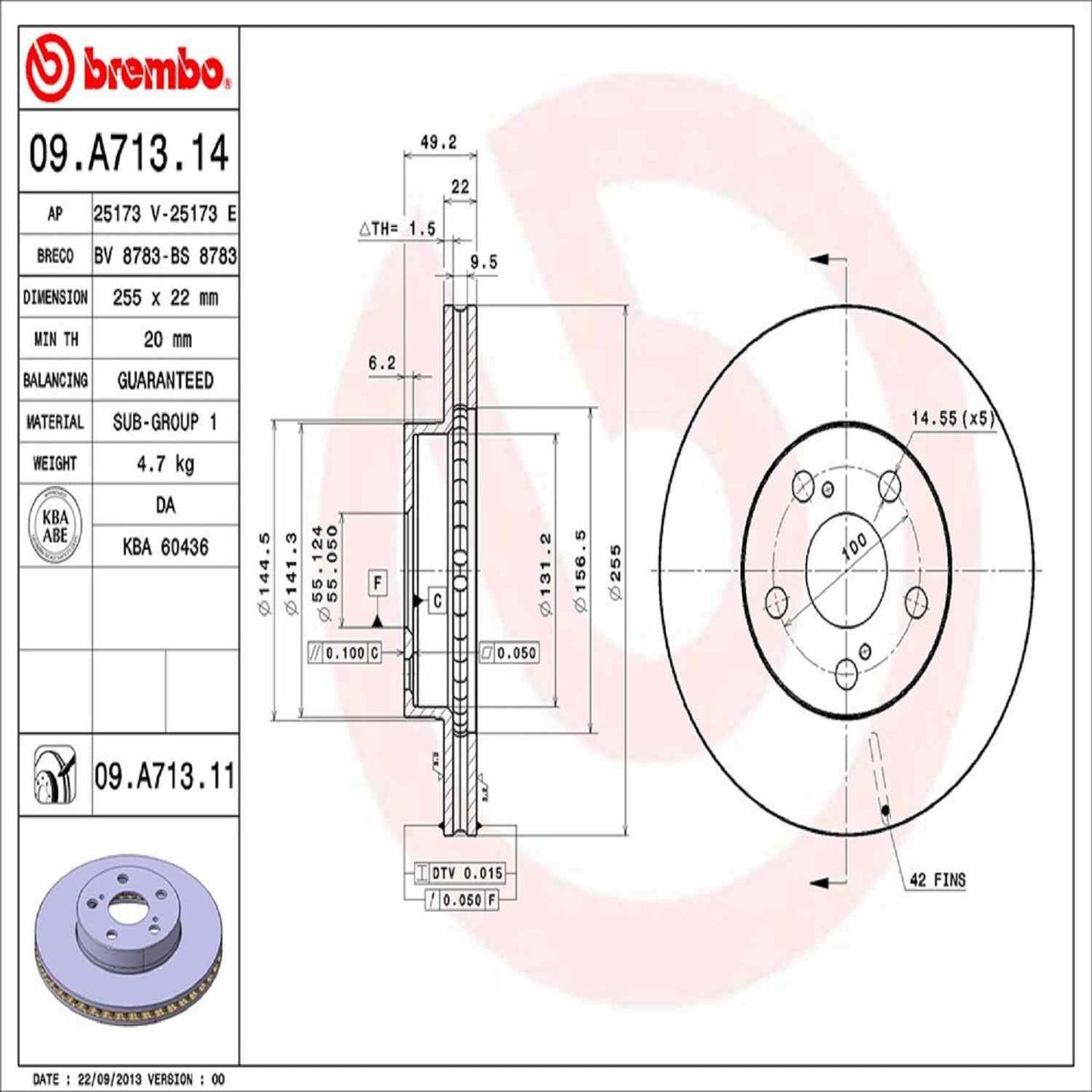 Brembo Disc Brake Rotor 09.A713.11