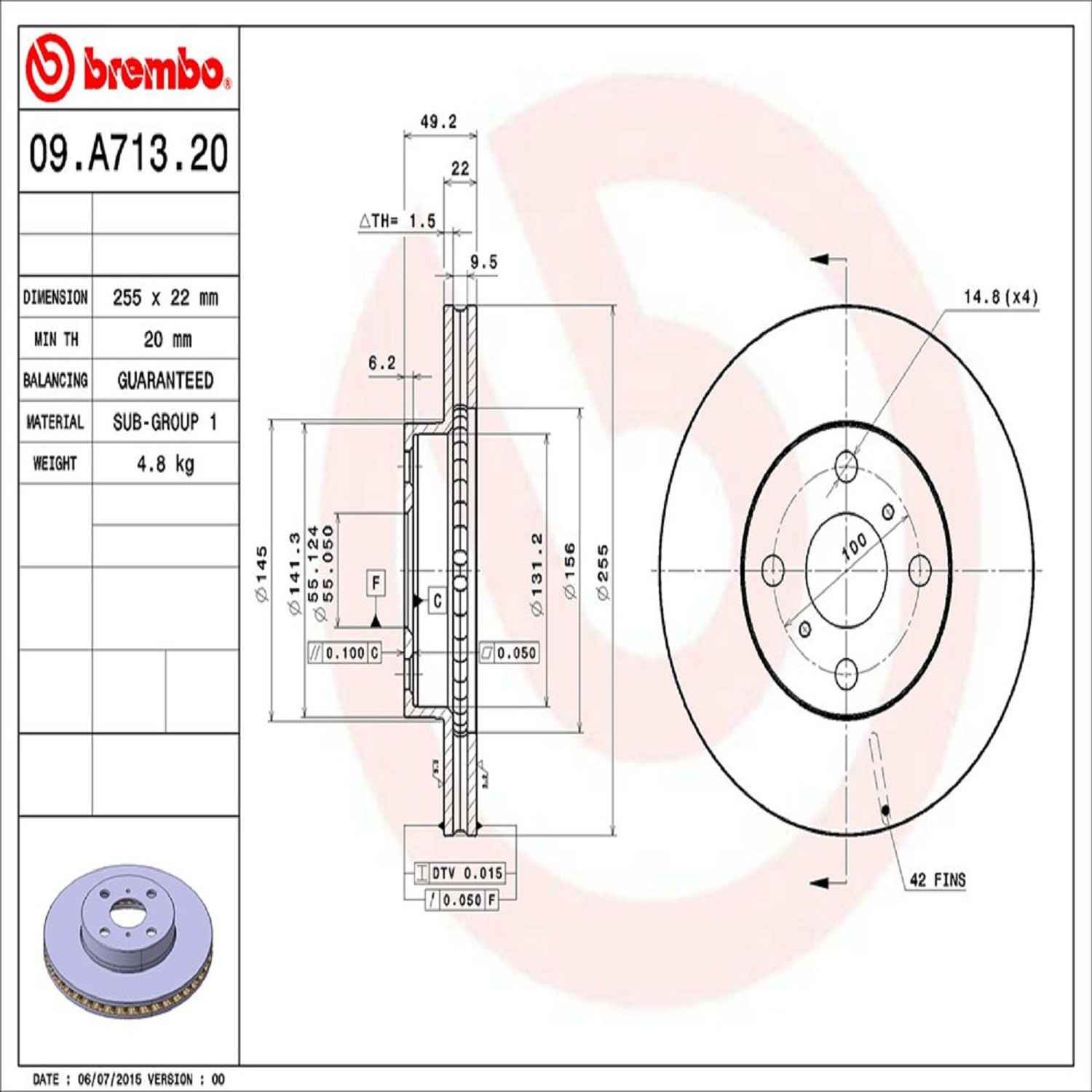 Brembo Disc Brake Rotor 09.A713.20