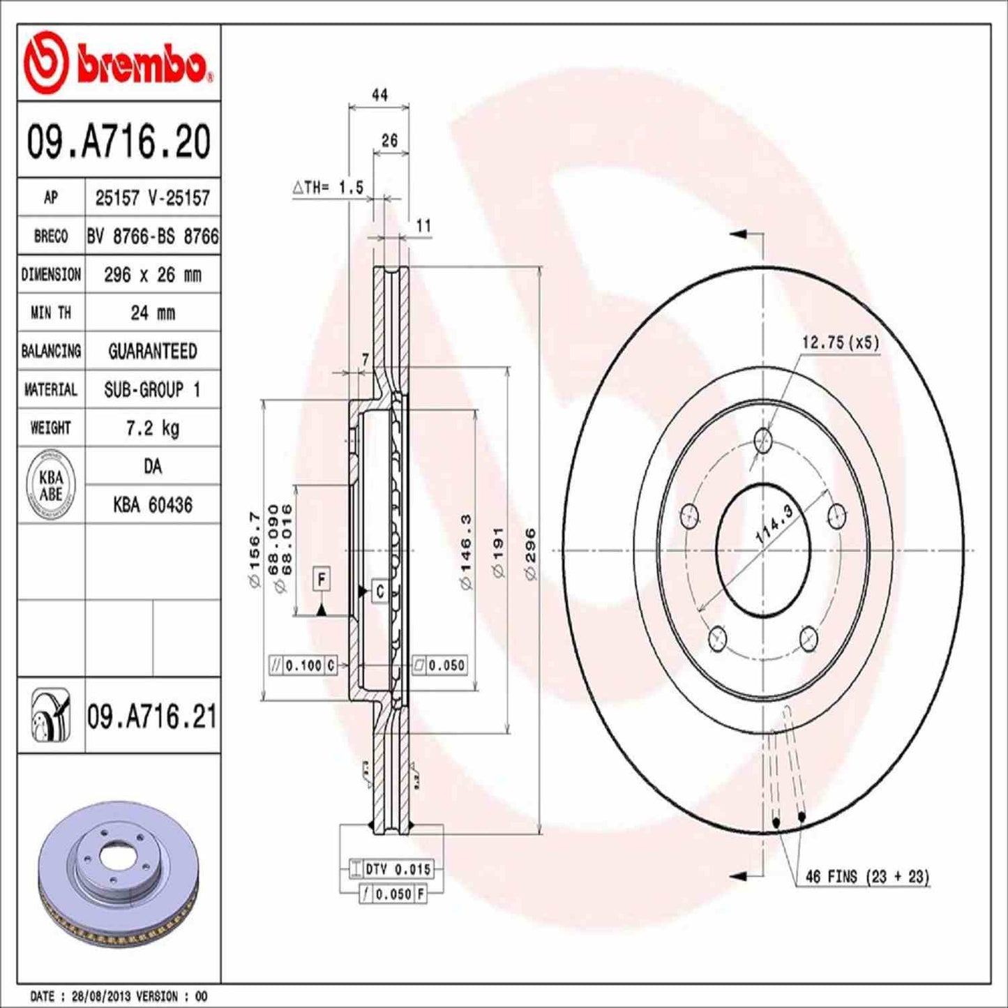 Brembo Disc Brake Rotor 09.A716.21