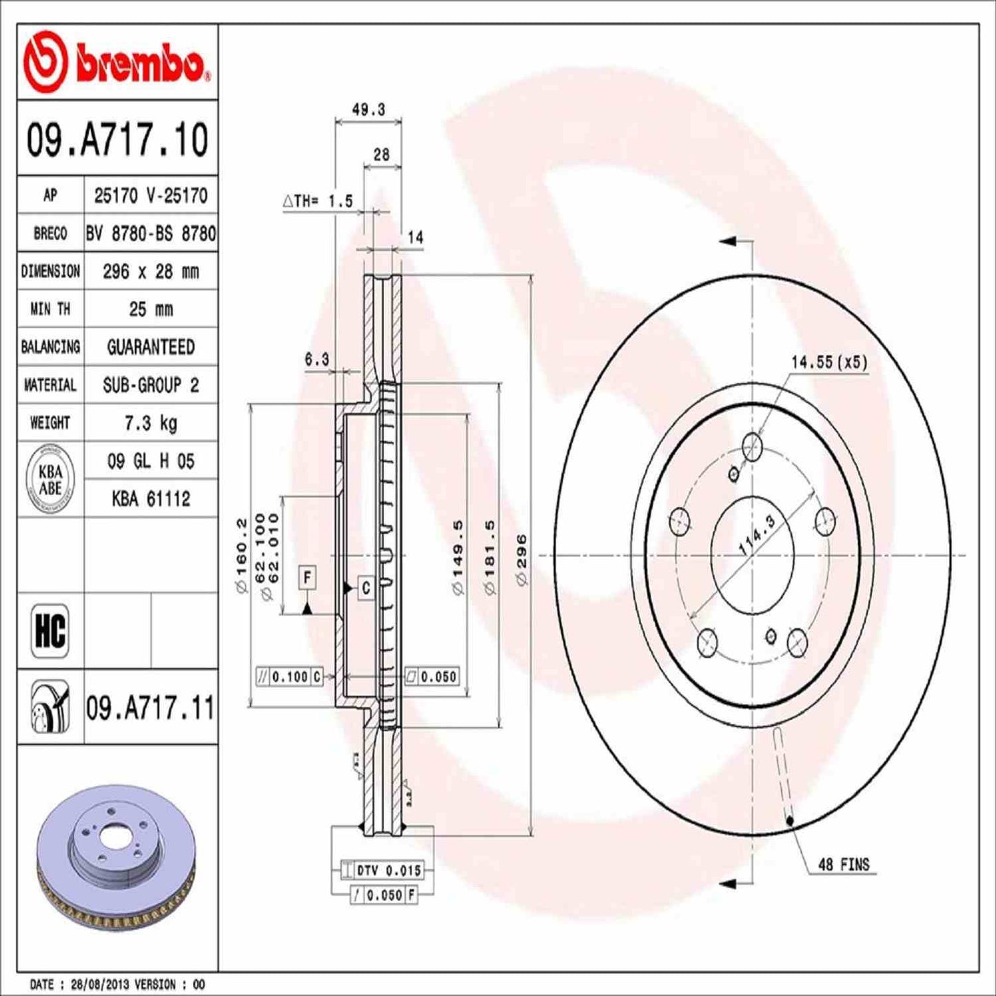 Brembo Disc Brake Rotor 09.A717.11