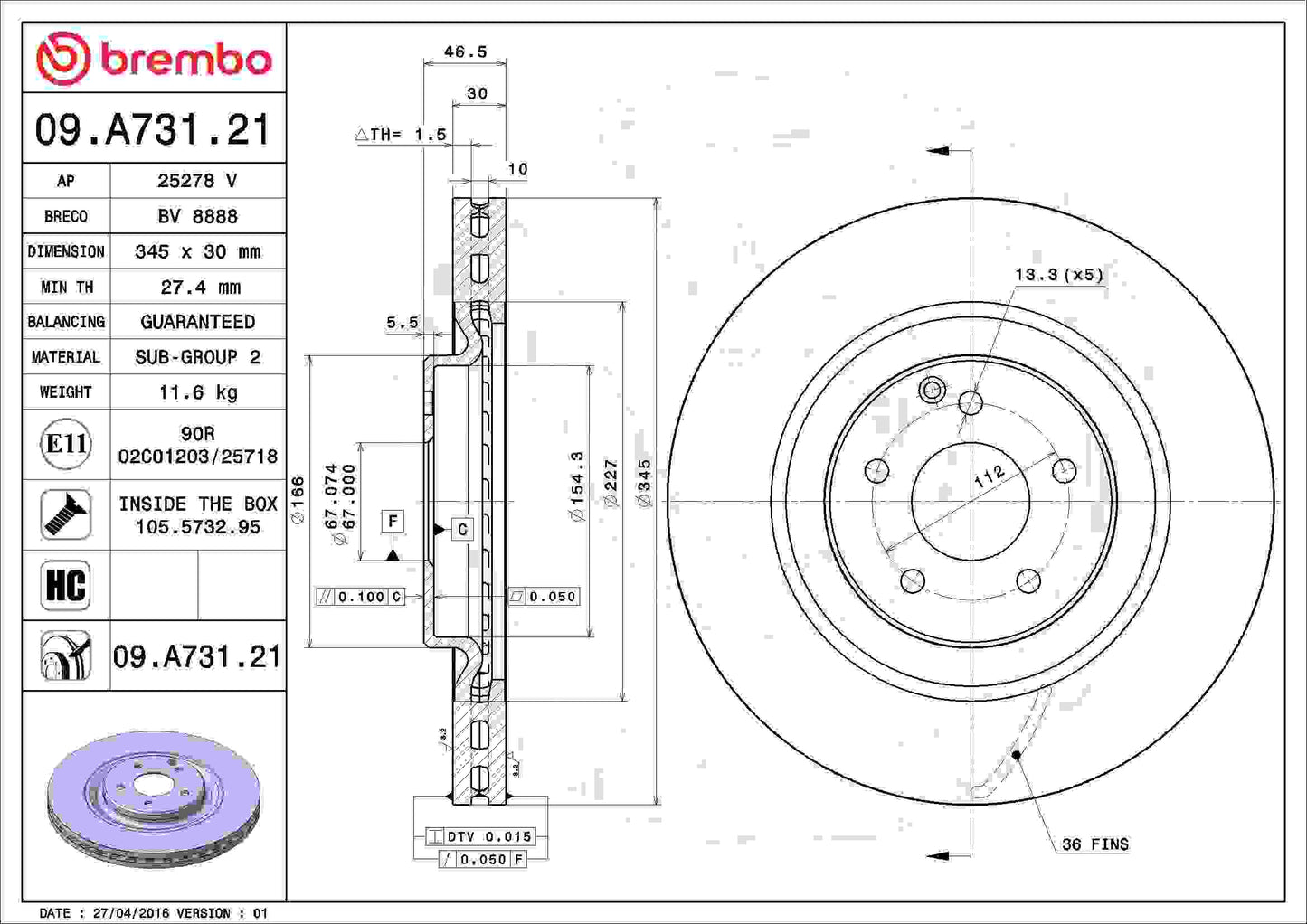 Brembo Disc Brake Rotor