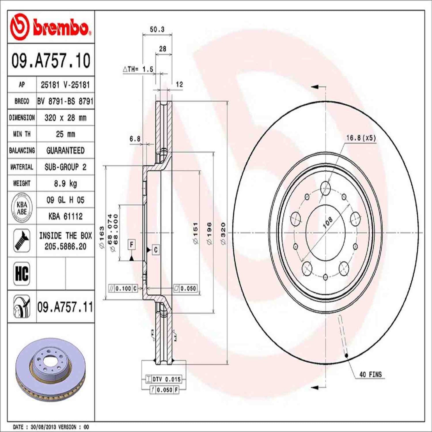 Brembo Disc Brake Rotor 09.A757.11