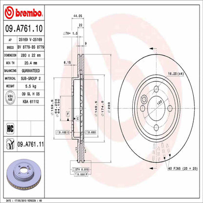 Brembo Disc Brake Rotor 09.A761.11