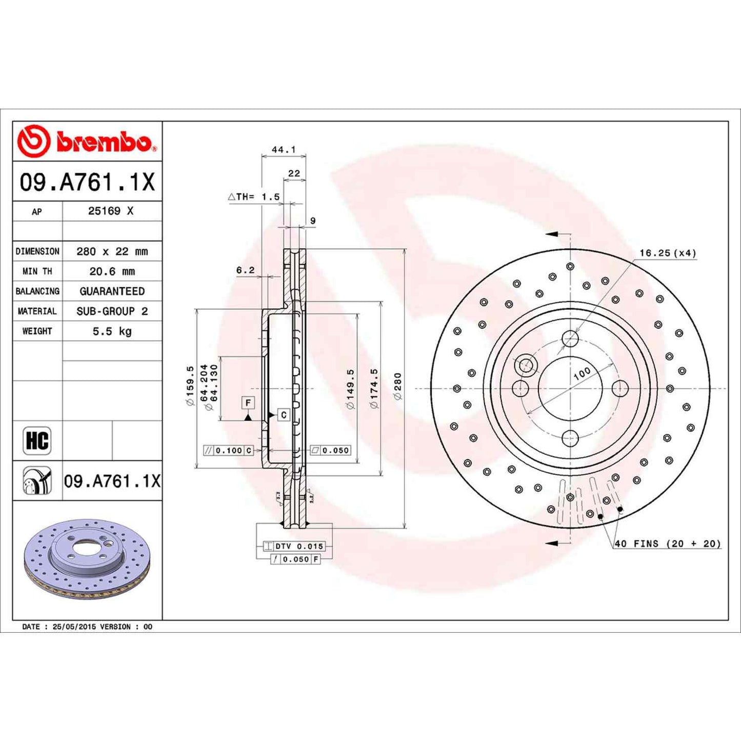 Brembo Disc Brake Rotor 09.A761.1X
