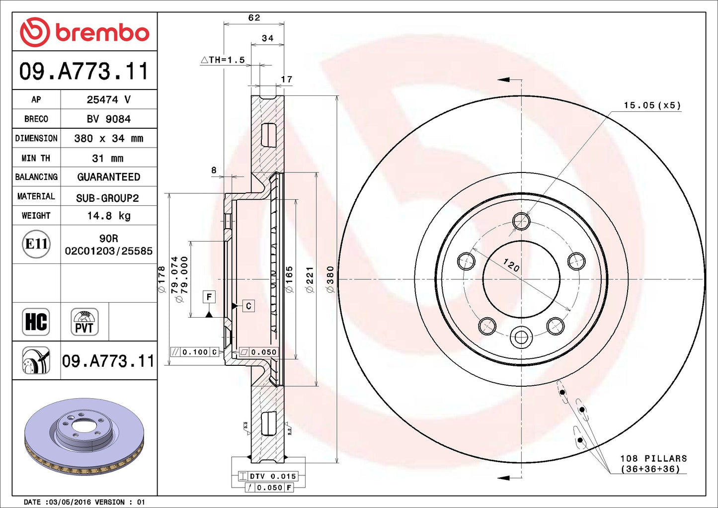 Brembo Disc Brake Rotor 09.A773.11