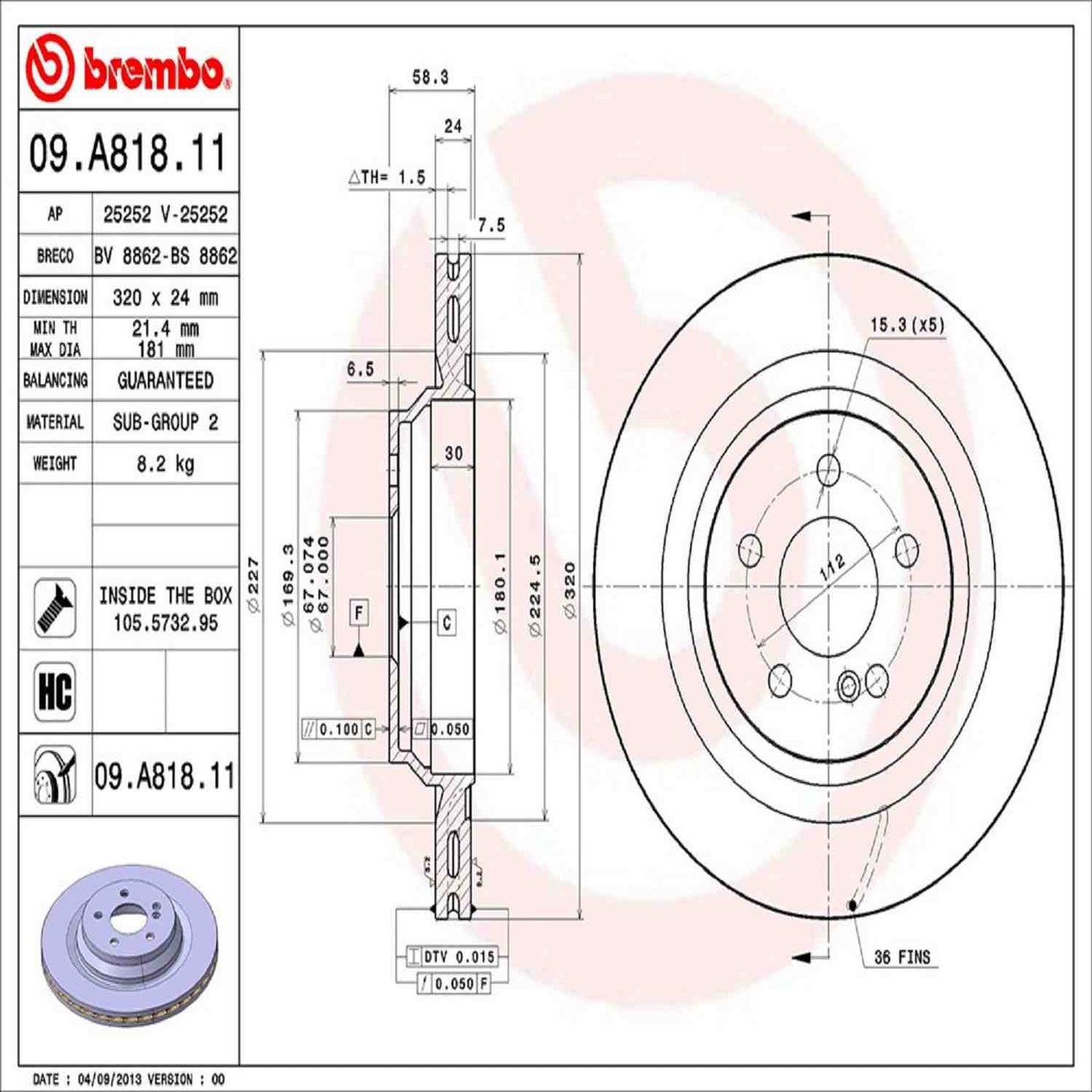 Brembo Disc Brake Rotor 09.A818.11