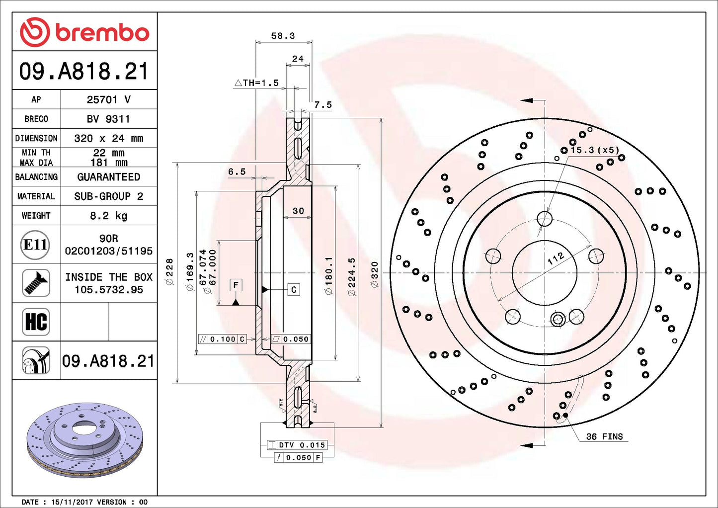 Brembo Disc Brake Rotor 09.A818.21