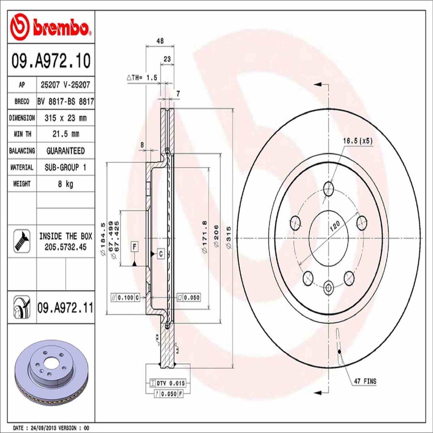 Brembo Disc Brake Rotor 09.A972.11
