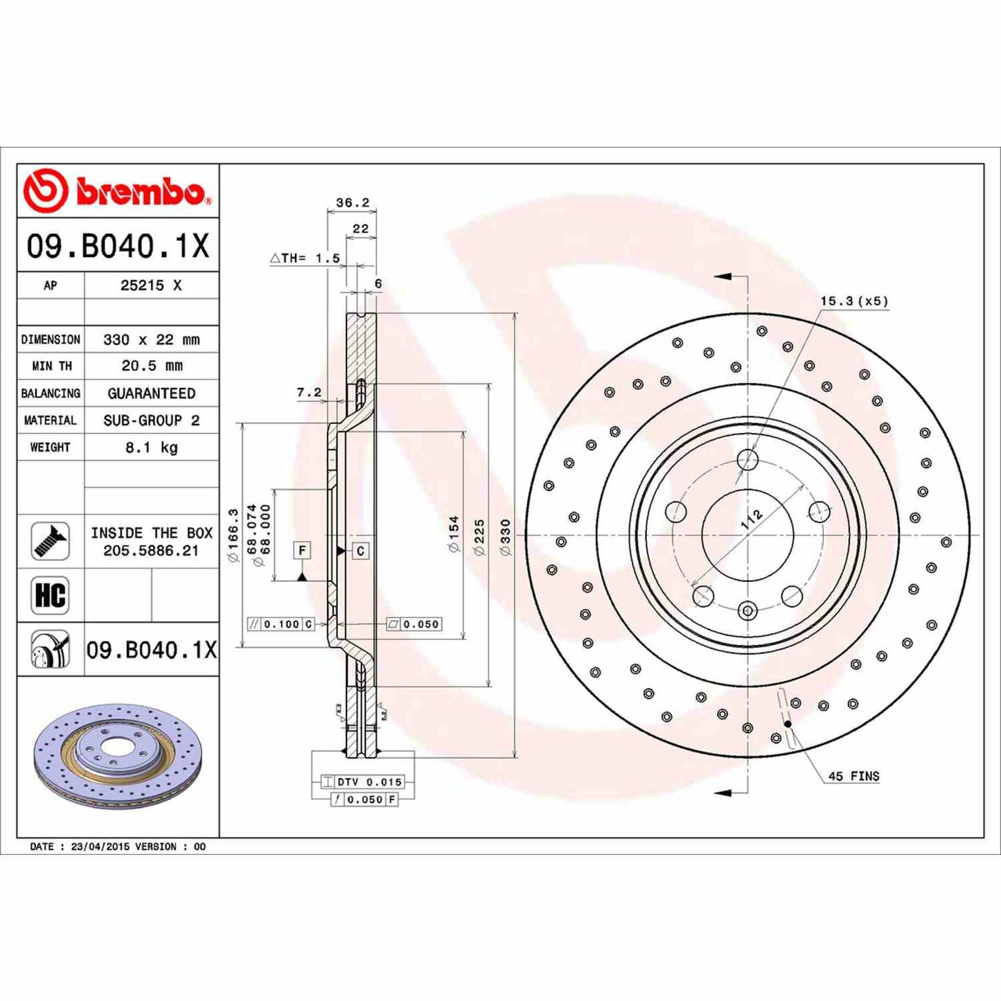 Brembo Disc Brake Rotor 09.B040.1X