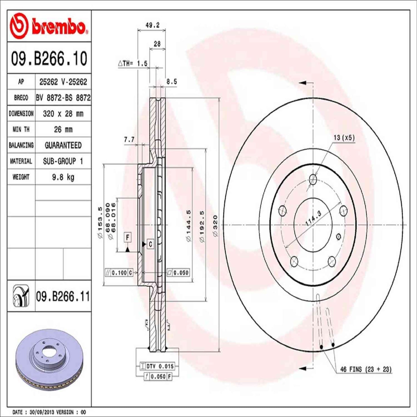 Brembo Disc Brake Rotor 09.B266.11