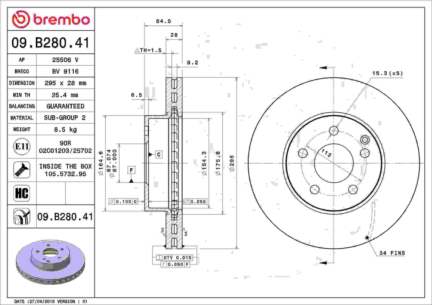 Brembo Disc Brake Rotor 09.B280.41