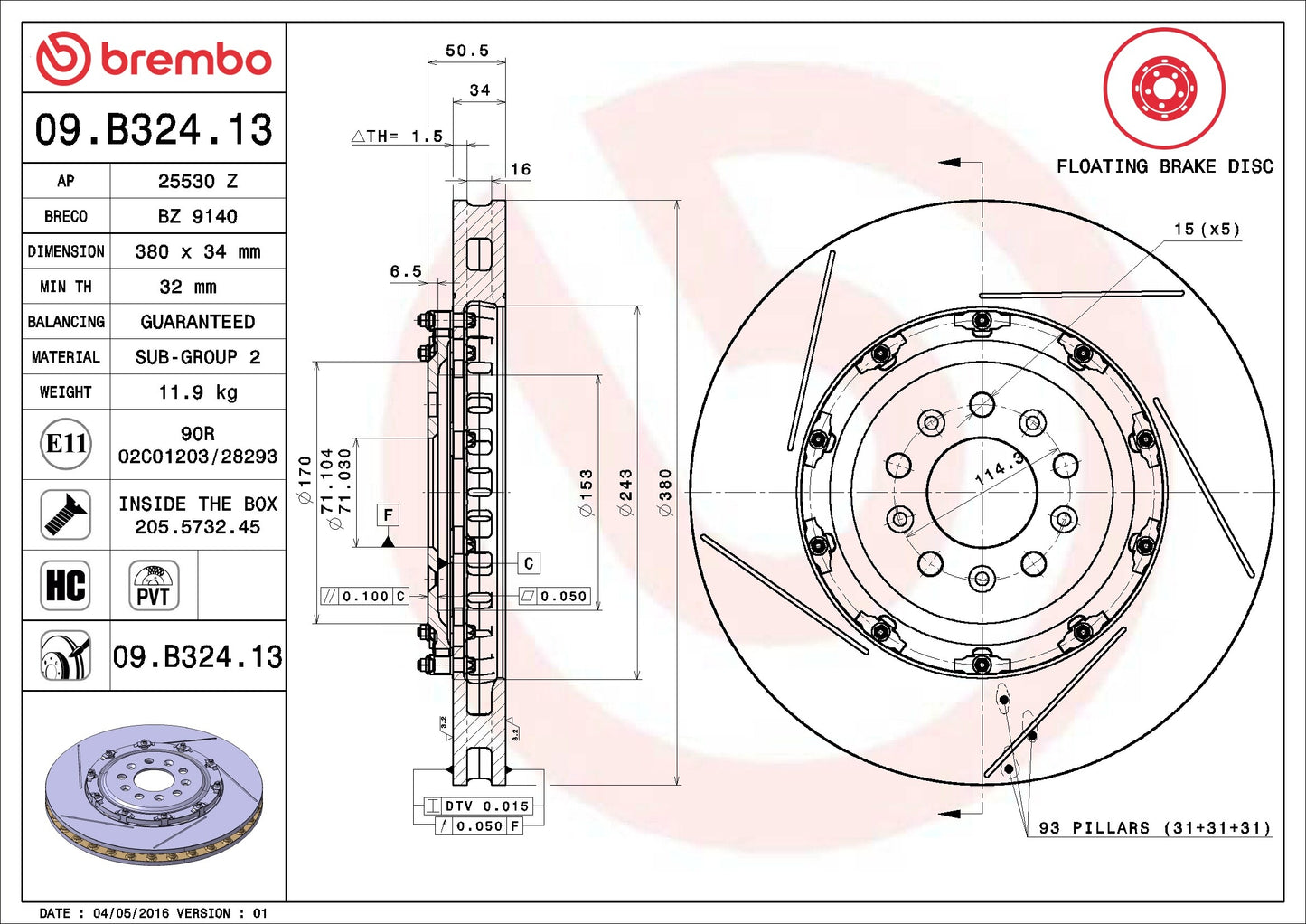 Brembo Disc Brake Rotor 09.B324.13