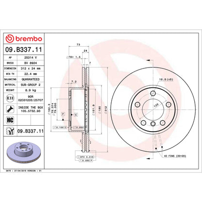 Brembo OE Friction Brake Disc 09.B337.11