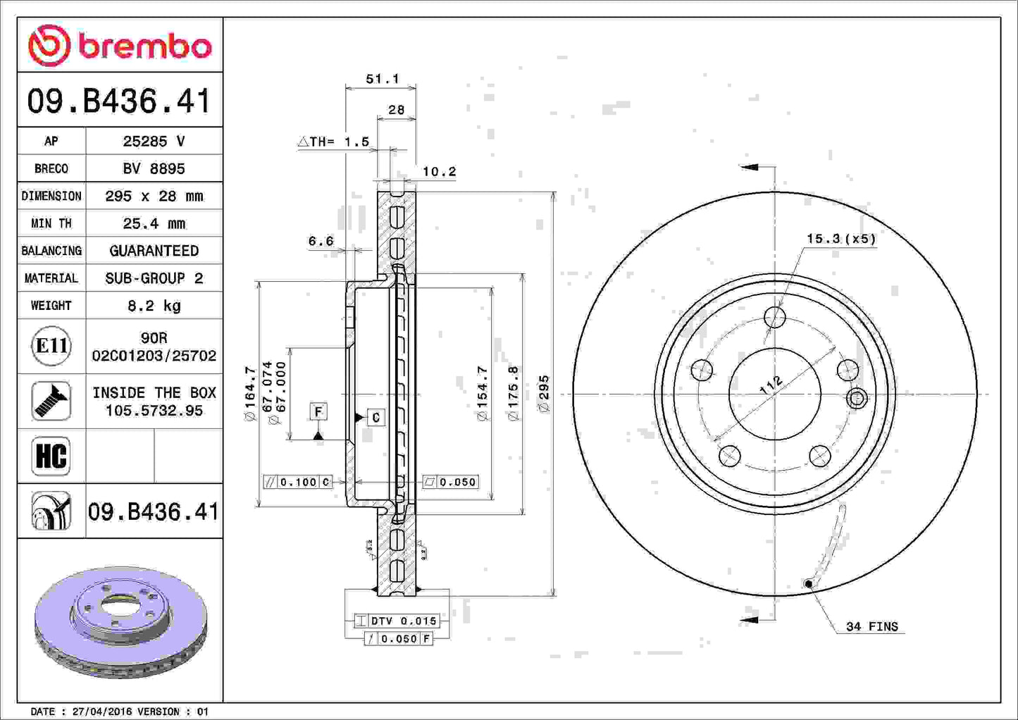 Brembo Disc Brake Rotor 09.B436.41