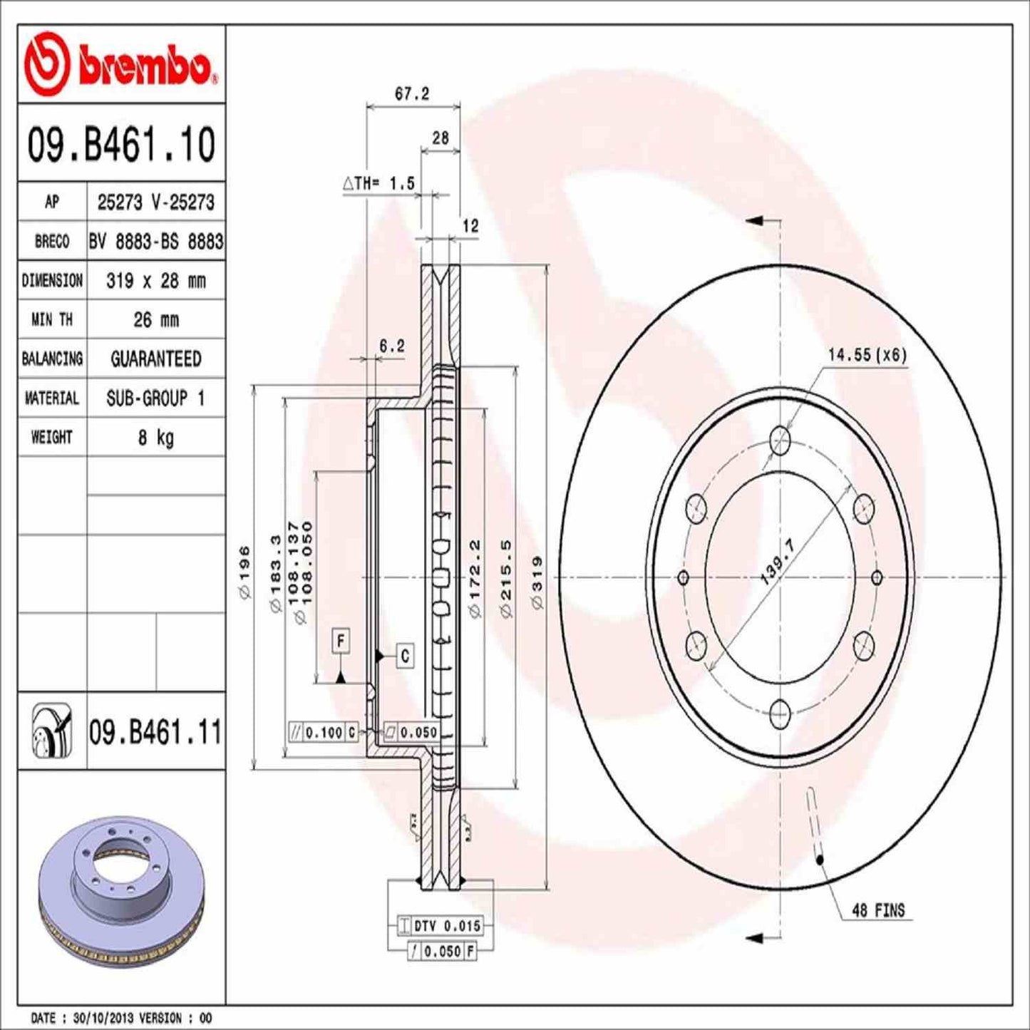 Brembo Disc Brake Rotor 09.B461.11