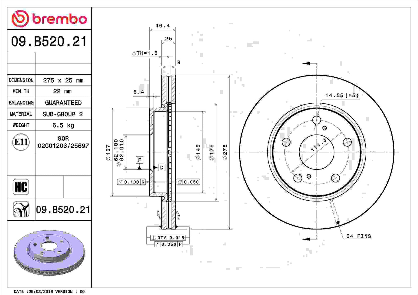 Brembo Disc Brake Rotor 09.B520.21