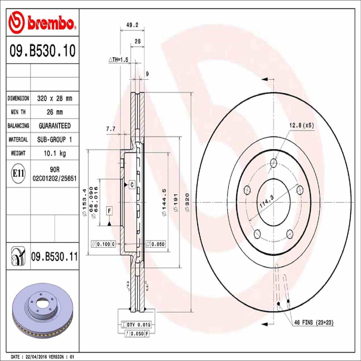 Brembo Disc Brake Rotor 09.B530.11