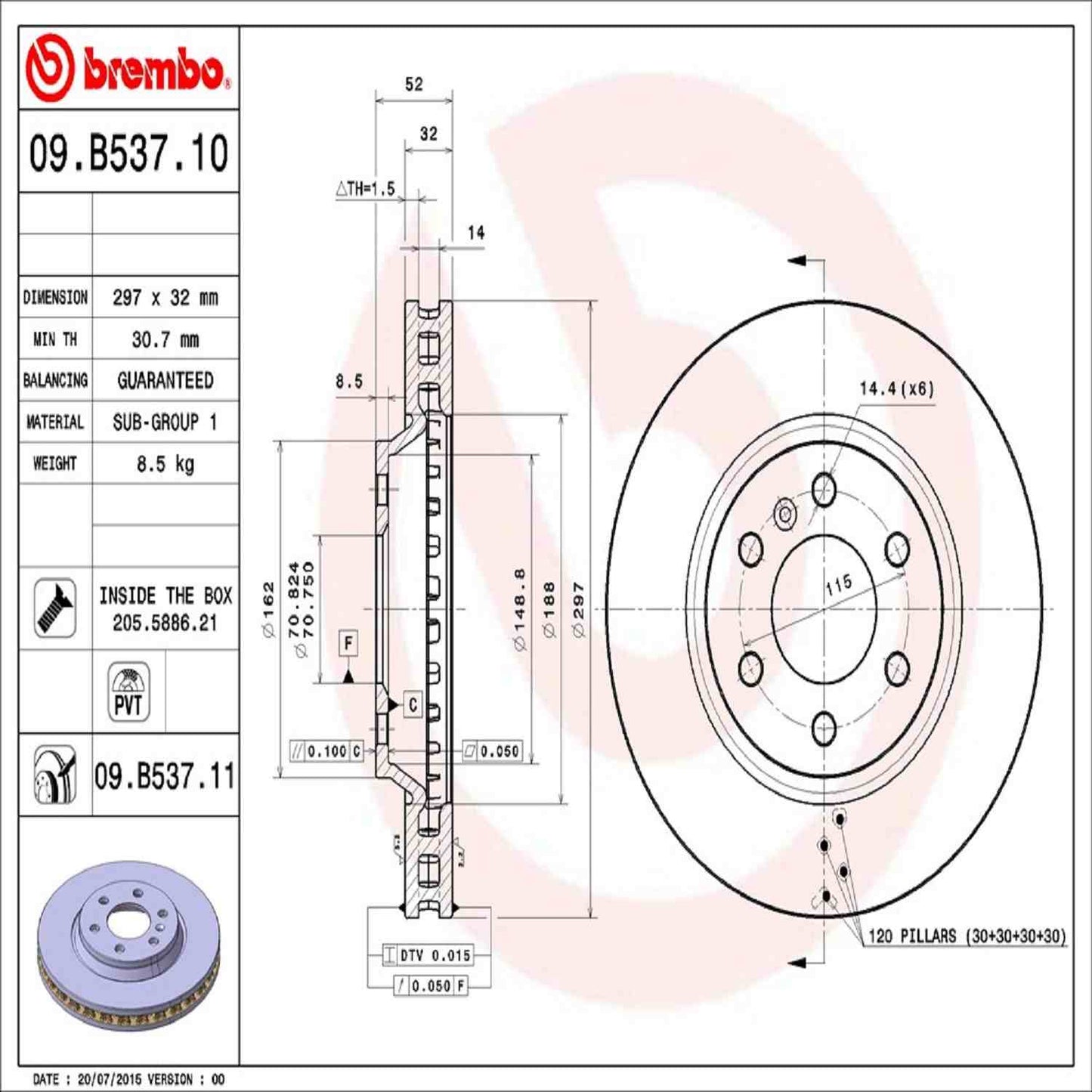 Brembo Disc Brake Rotor 09.B537.11