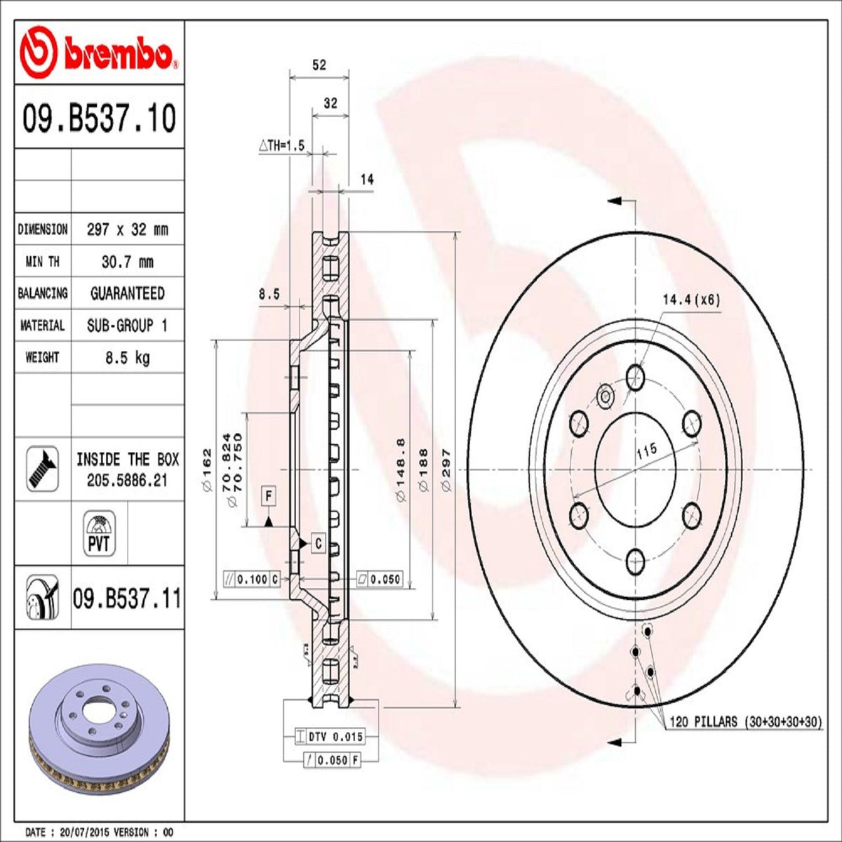 Brembo Disc Brake Rotor 09.B537.11
