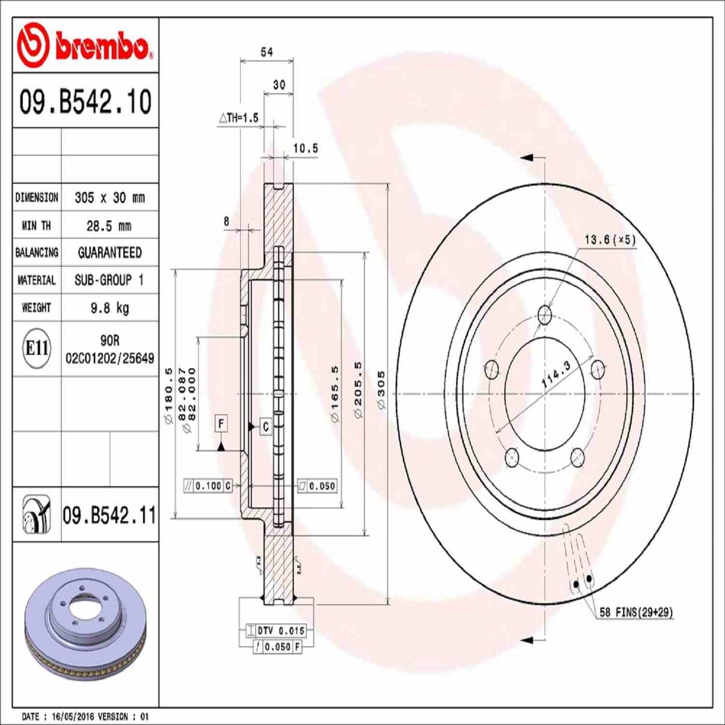 Brembo Disc Brake Rotor 09.B542.11