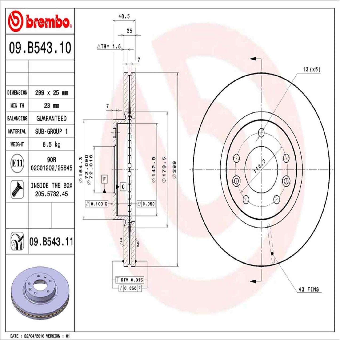 Brembo Disc Brake Rotor 09.B543.11