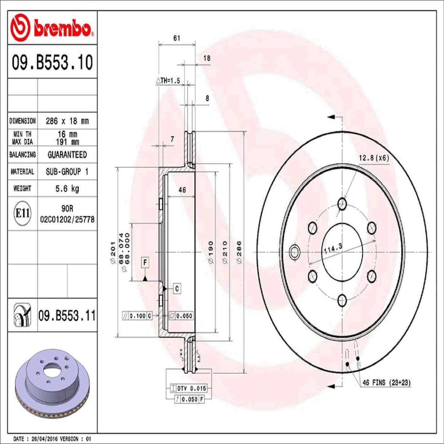 Brembo Disc Brake Rotor 09.B553.11