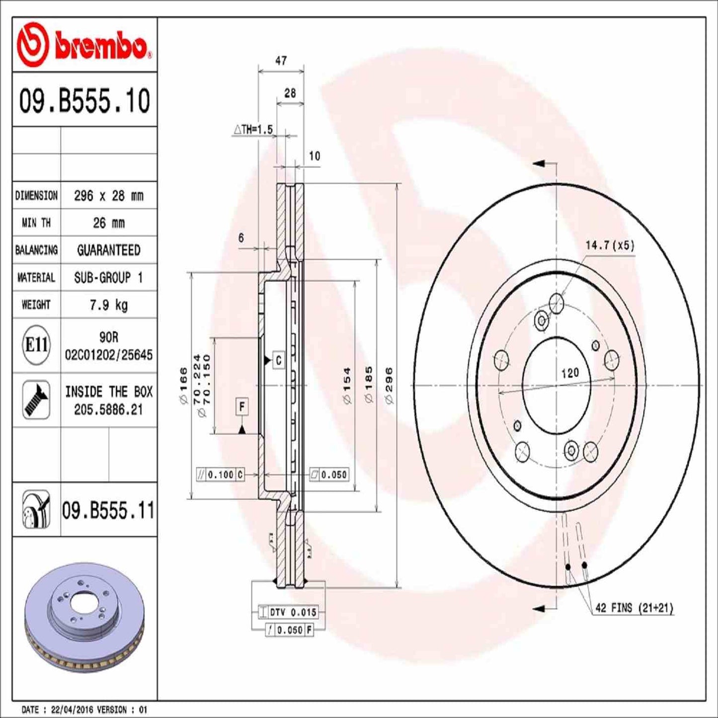 Brembo Disc Brake Rotor 09.B555.11