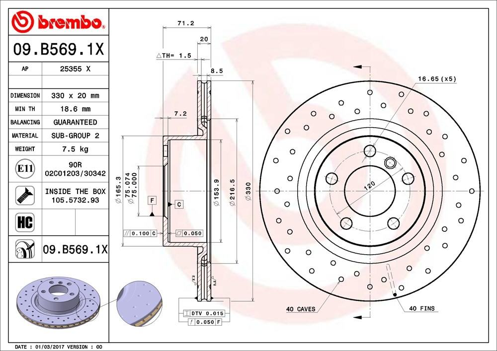 Brembo Disc Brake Rotor 09.B569.1X