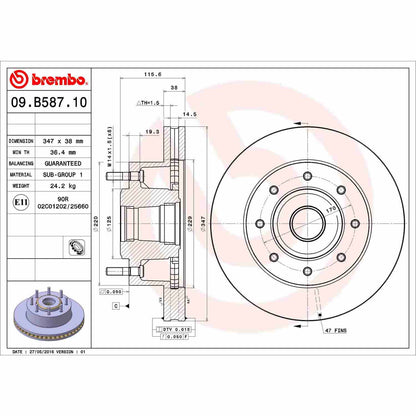 Brembo OE Brembo 2005 Ford Excursion/05-11 F-250/05-08 F-350 Super Duty Front Premium OE Equivalent Rotor 09.B587.10