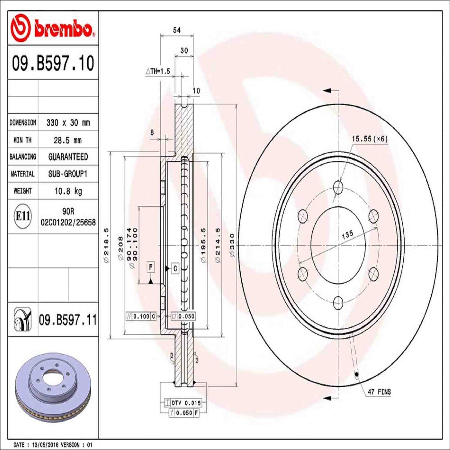 Brembo Disc Brake Rotor 09.B597.11
