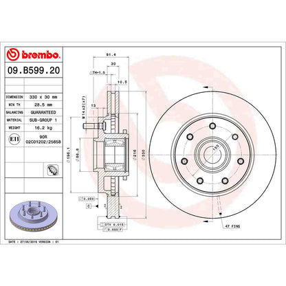 Brembo OE Brembo 04-08 Ford F-150 Front Premium OE Equivalent Rotor 09.B599.20