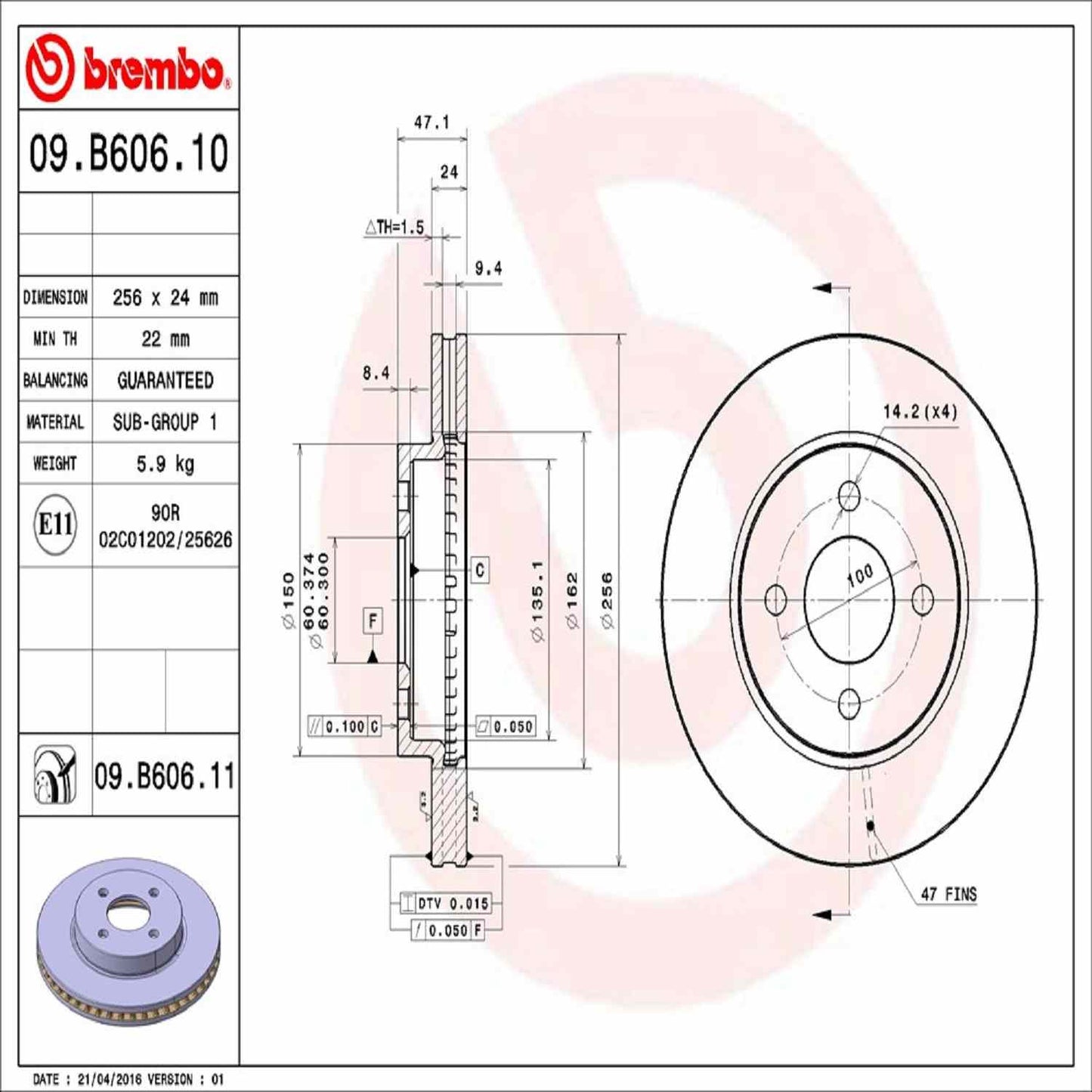 Brembo Disc Brake Rotor 09.B606.11