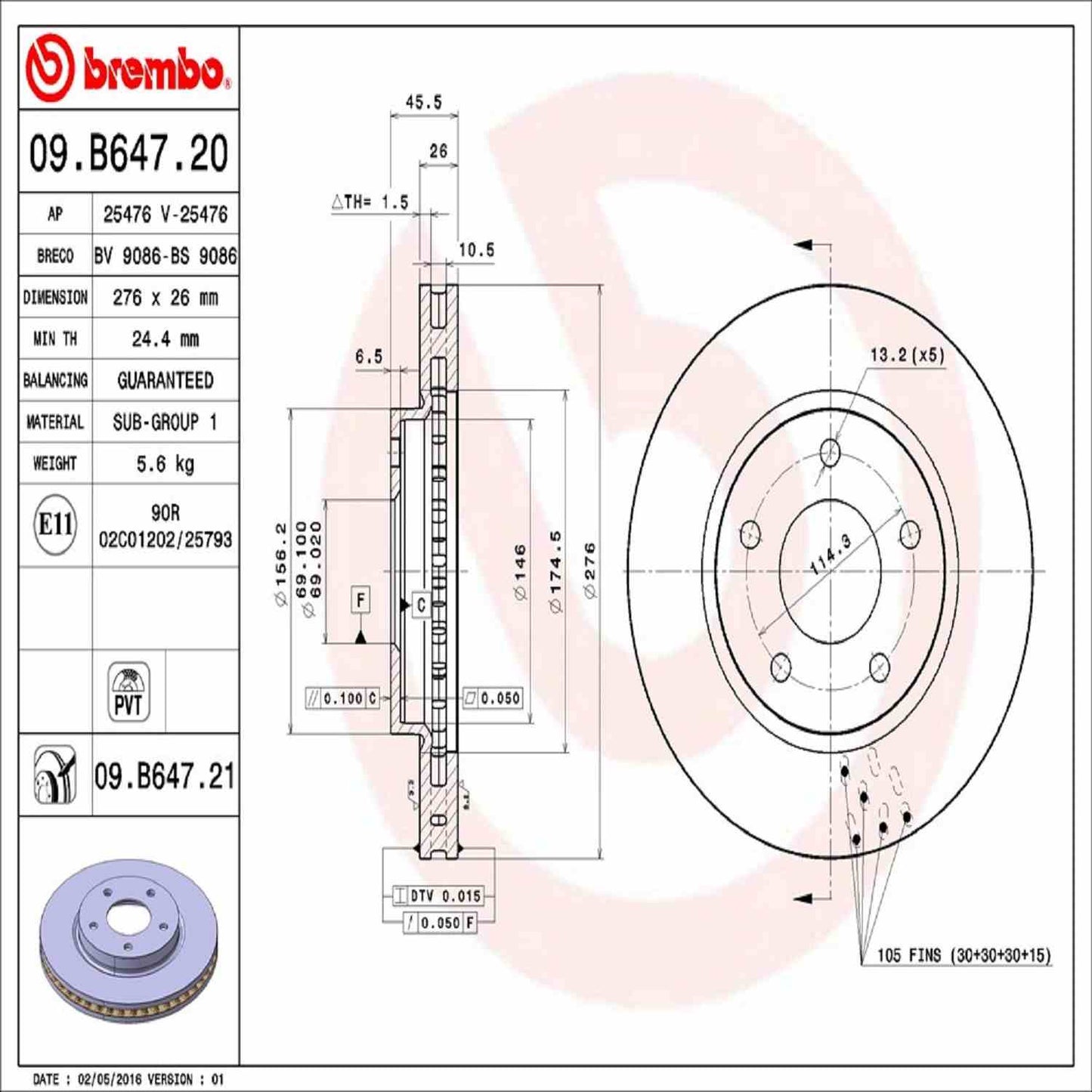 Brembo Disc Brake Rotor 09.B647.21