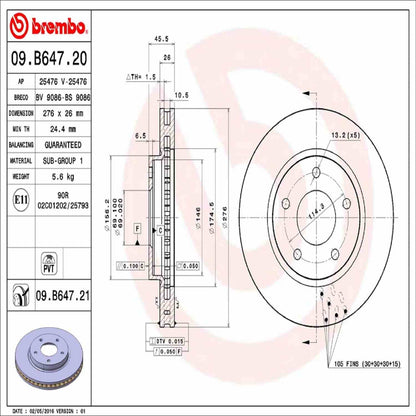 Brembo Disc Brake Rotor 09.B647.21