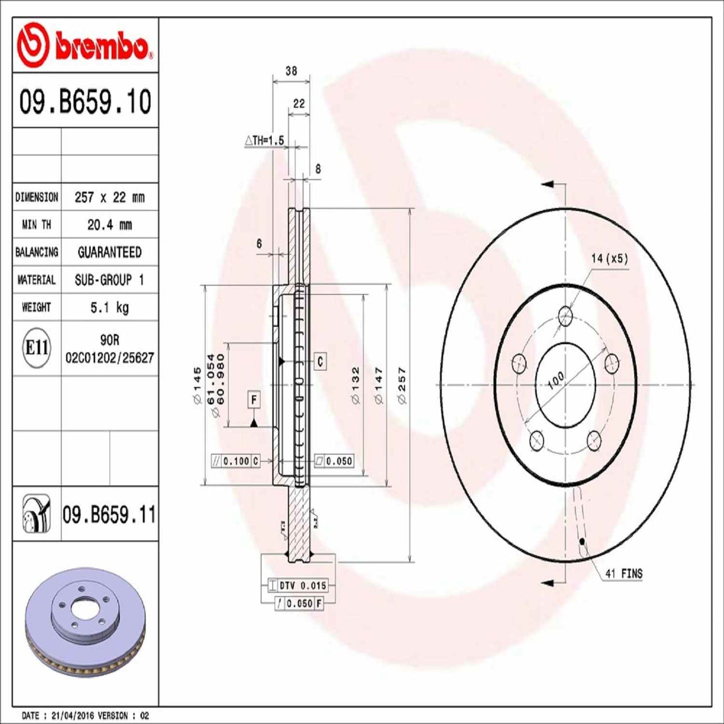 Brembo Disc Brake Rotor 09.B659.11
