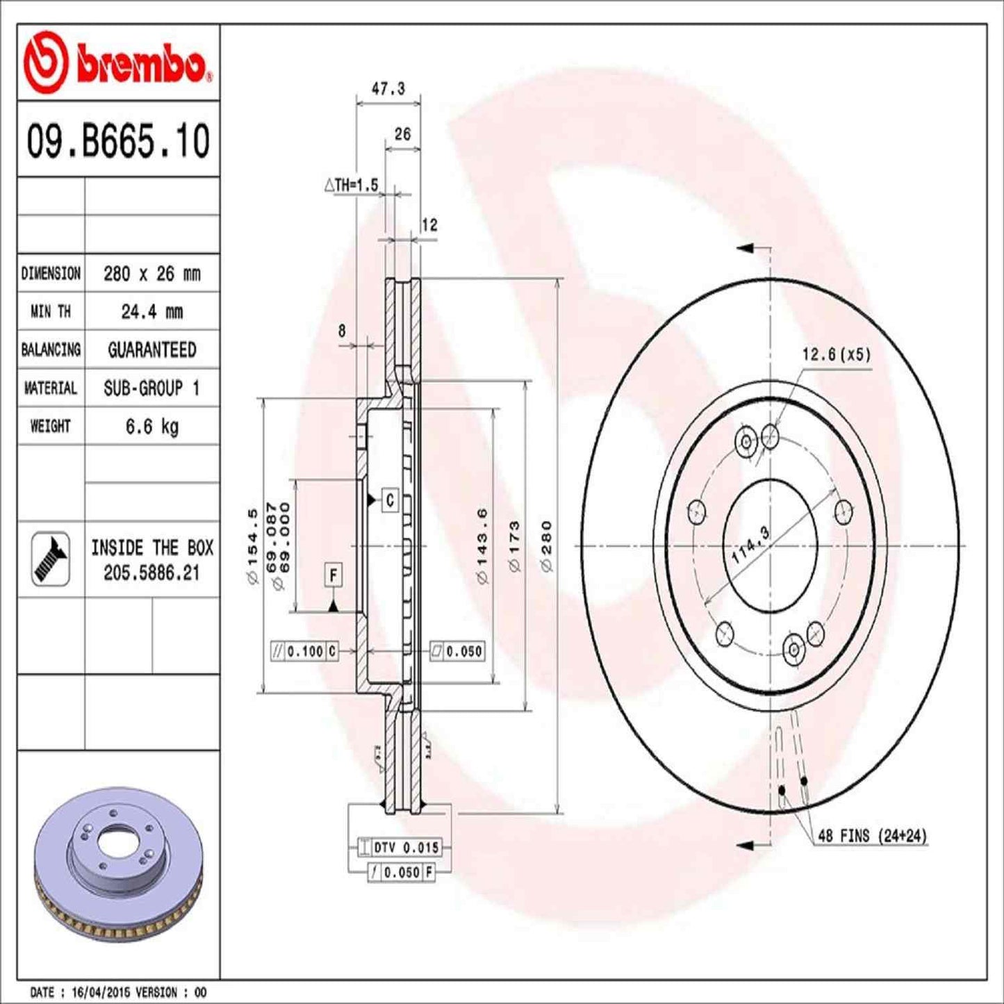 Brembo Disc Brake Rotor 09.B665.10