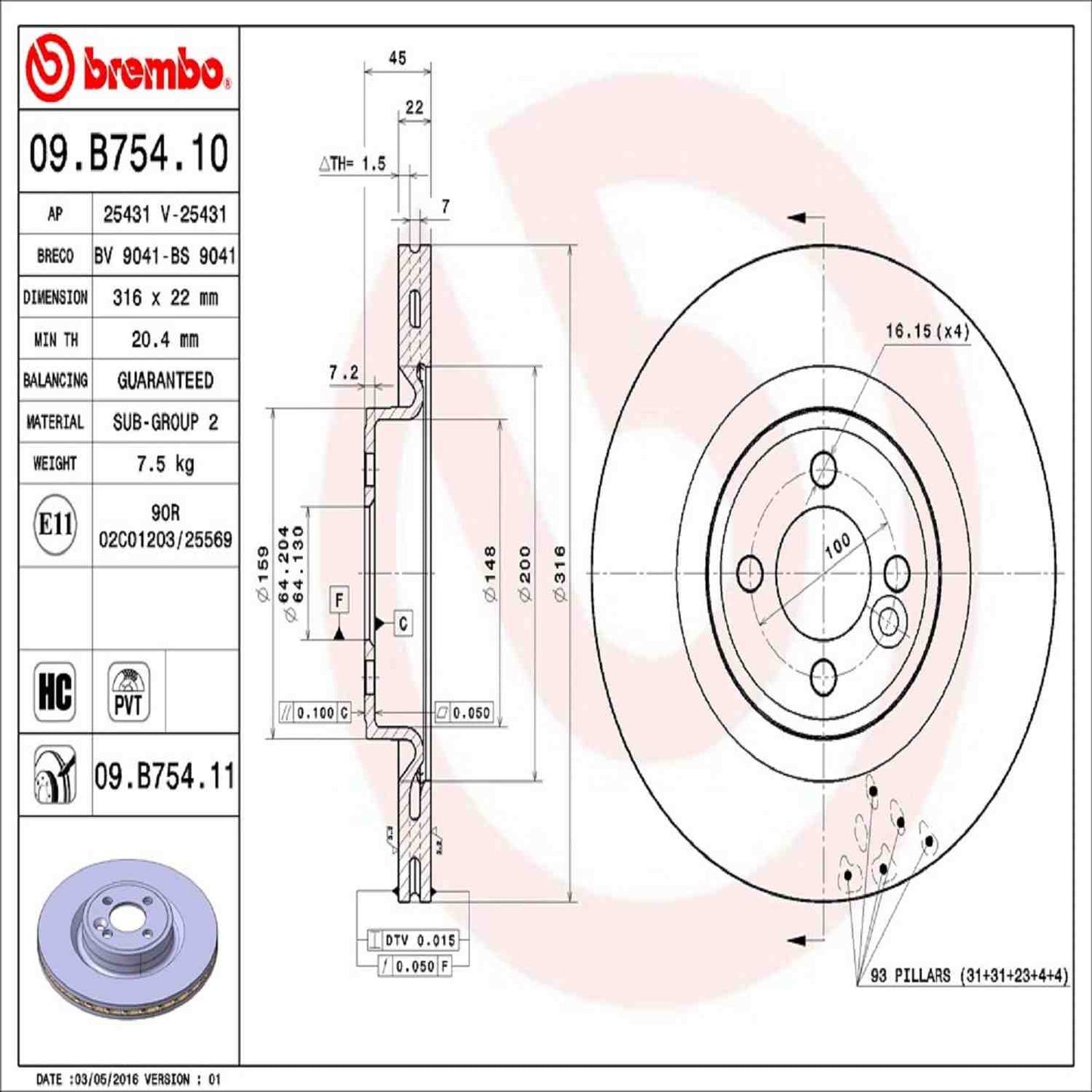 Brembo Disc Brake Rotor 09.B754.11