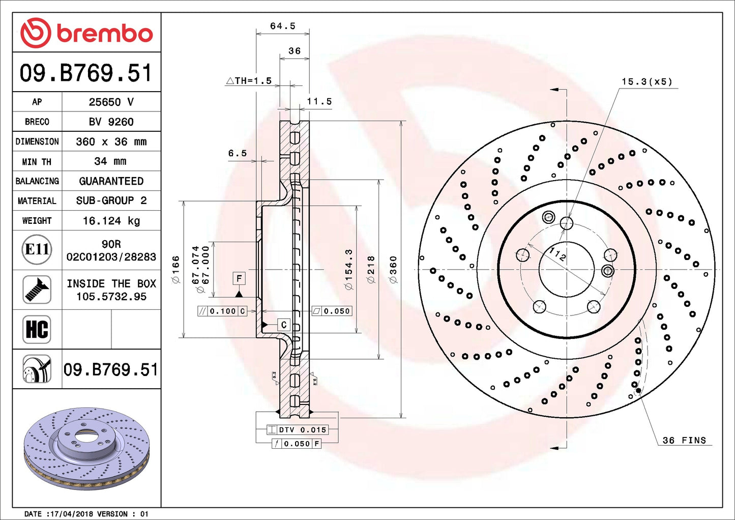 Brembo Disc Brake Rotor 09.B769.51