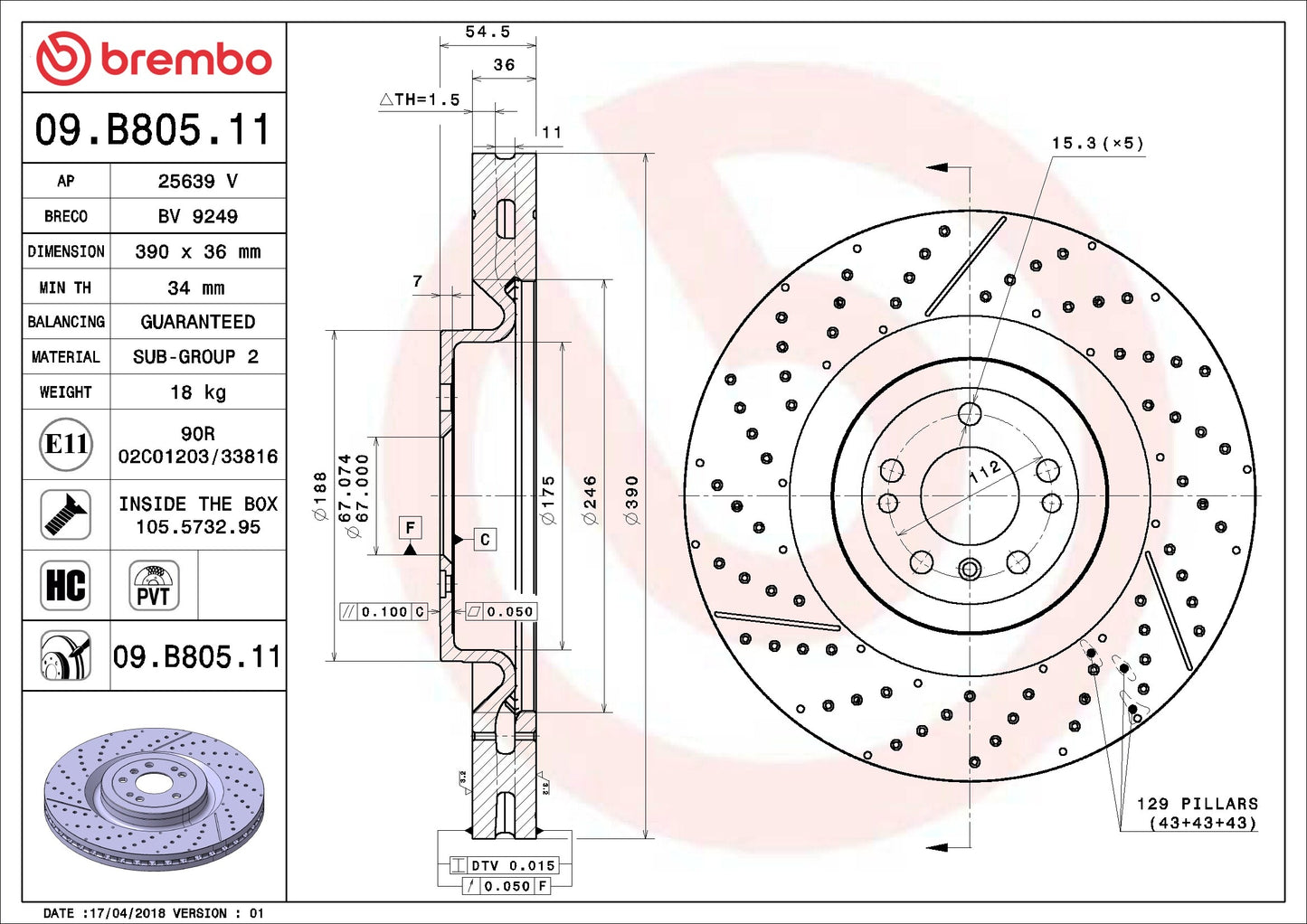Brembo Disc Brake Rotor 09.B805.11