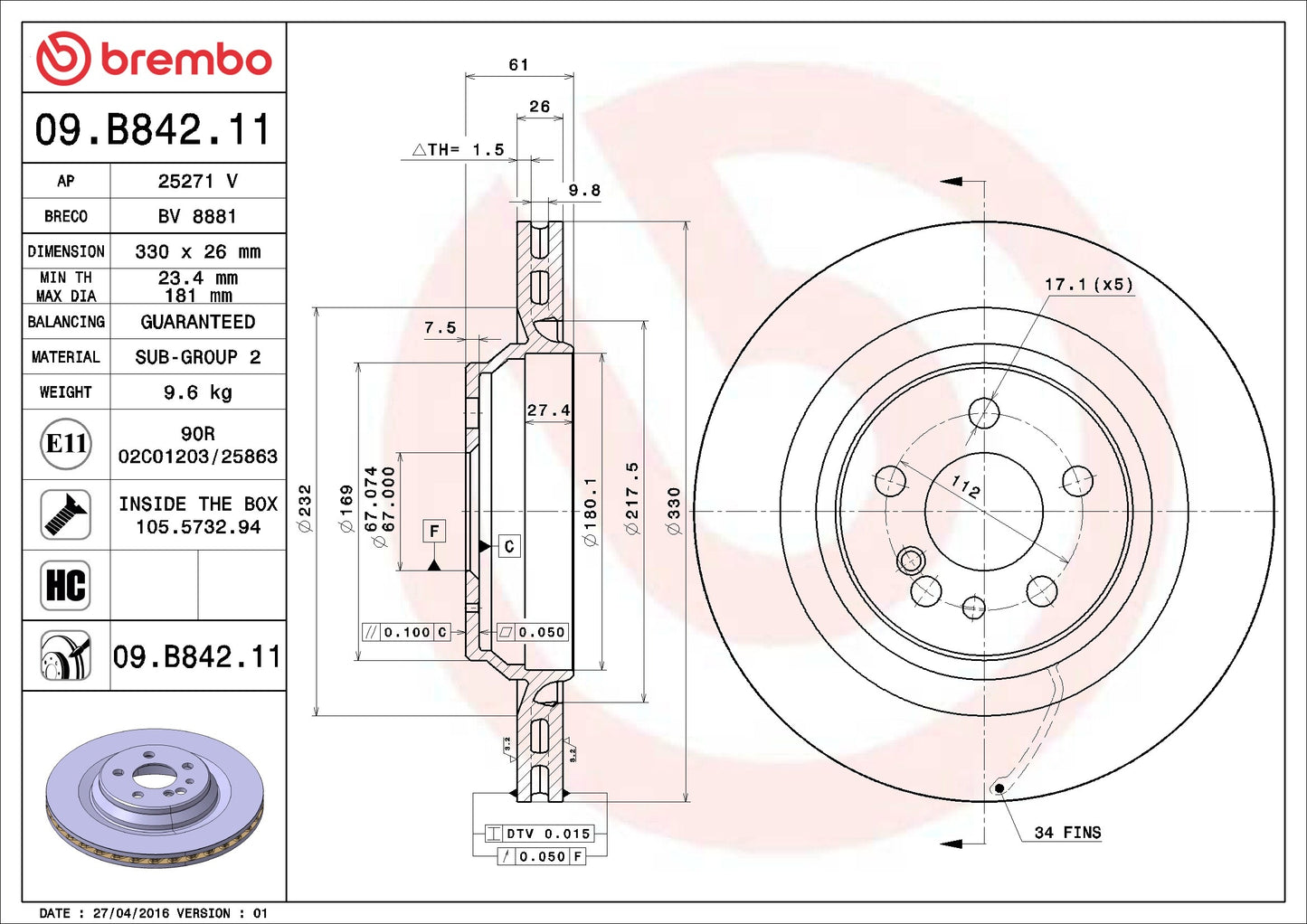 Brembo Disc Brake Rotor