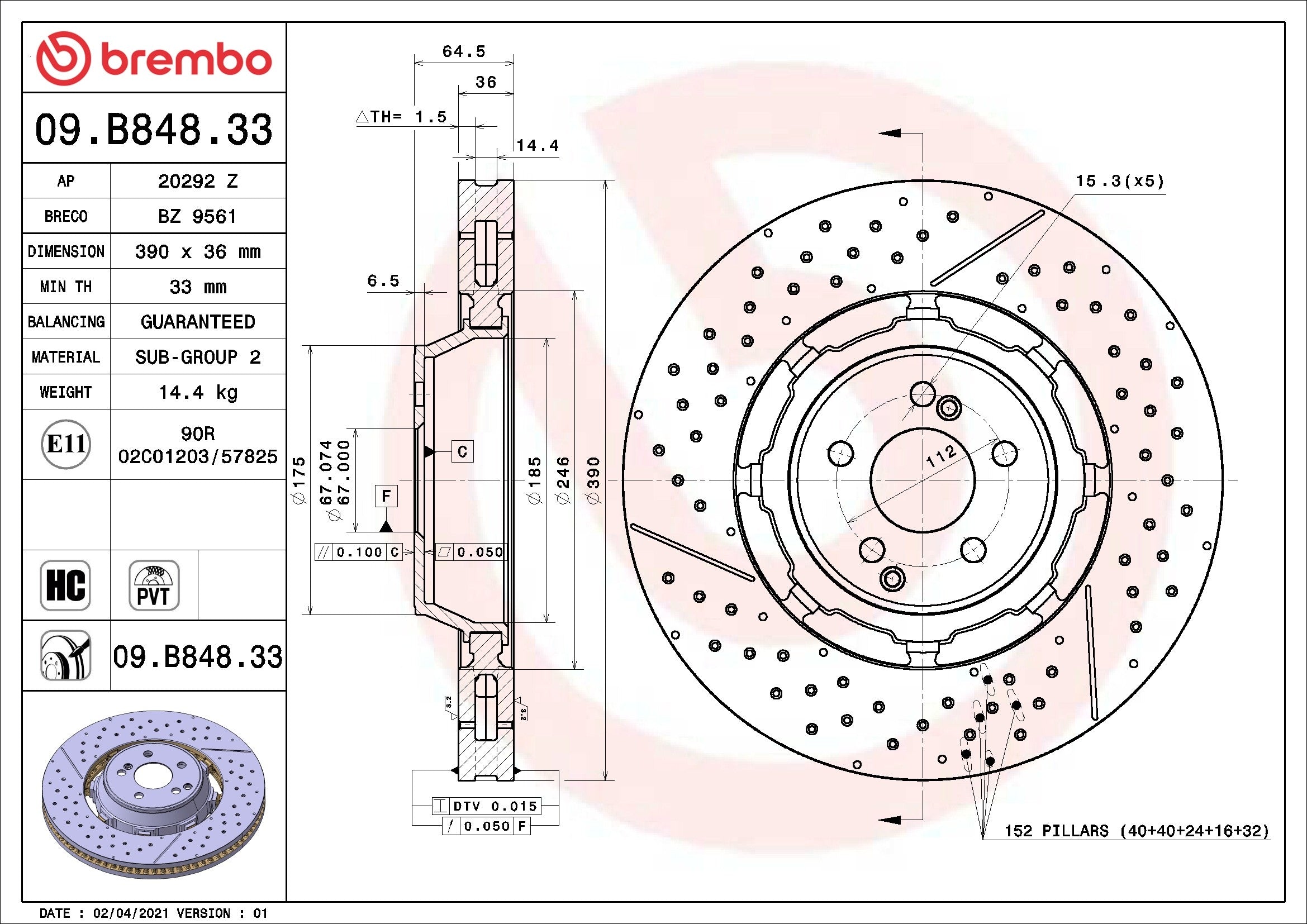 Brembo Disc Brake Rotor 09.B848.33