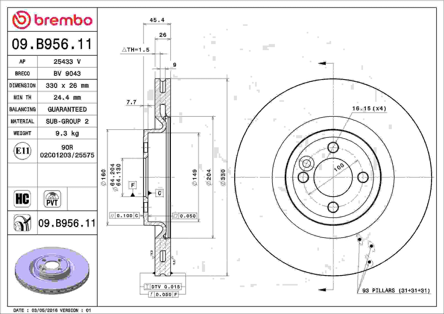 Brembo Disc Brake Rotor 09.B956.11