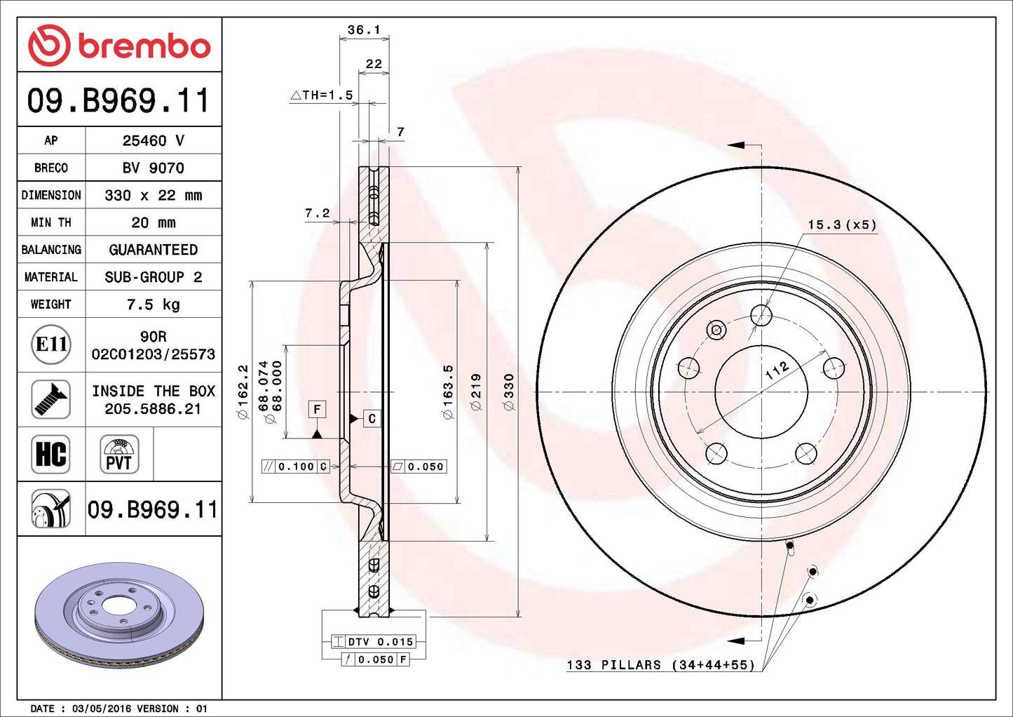 Brembo Disc Brake Rotor 09.B969.11