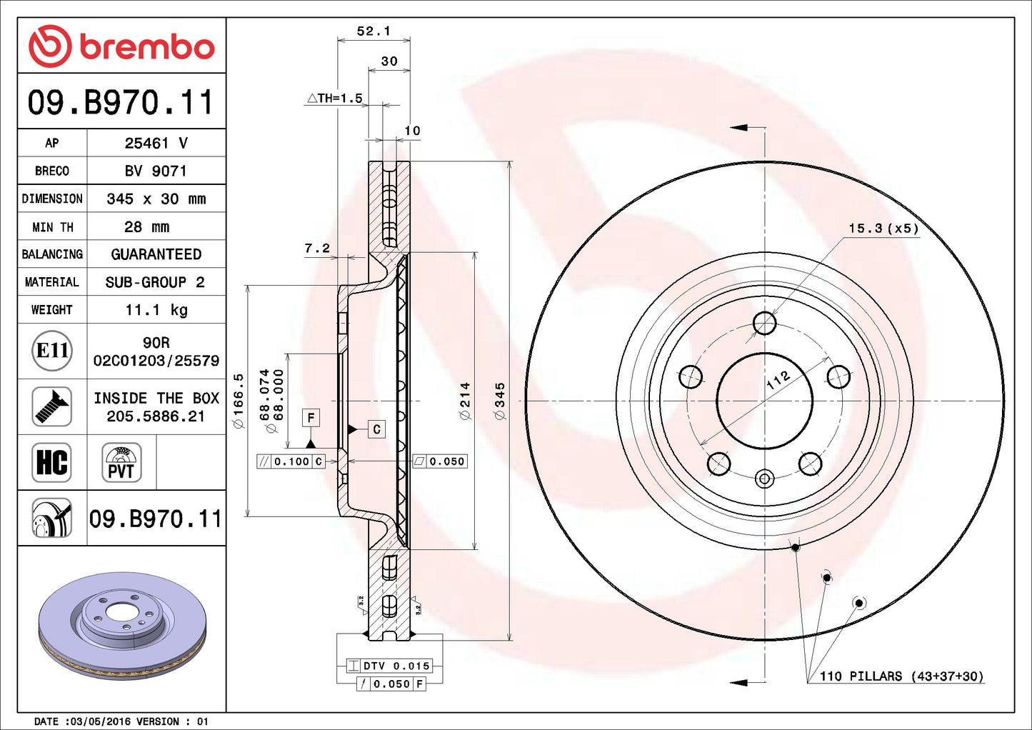 Brembo Disc Brake Rotor 09.B970.11