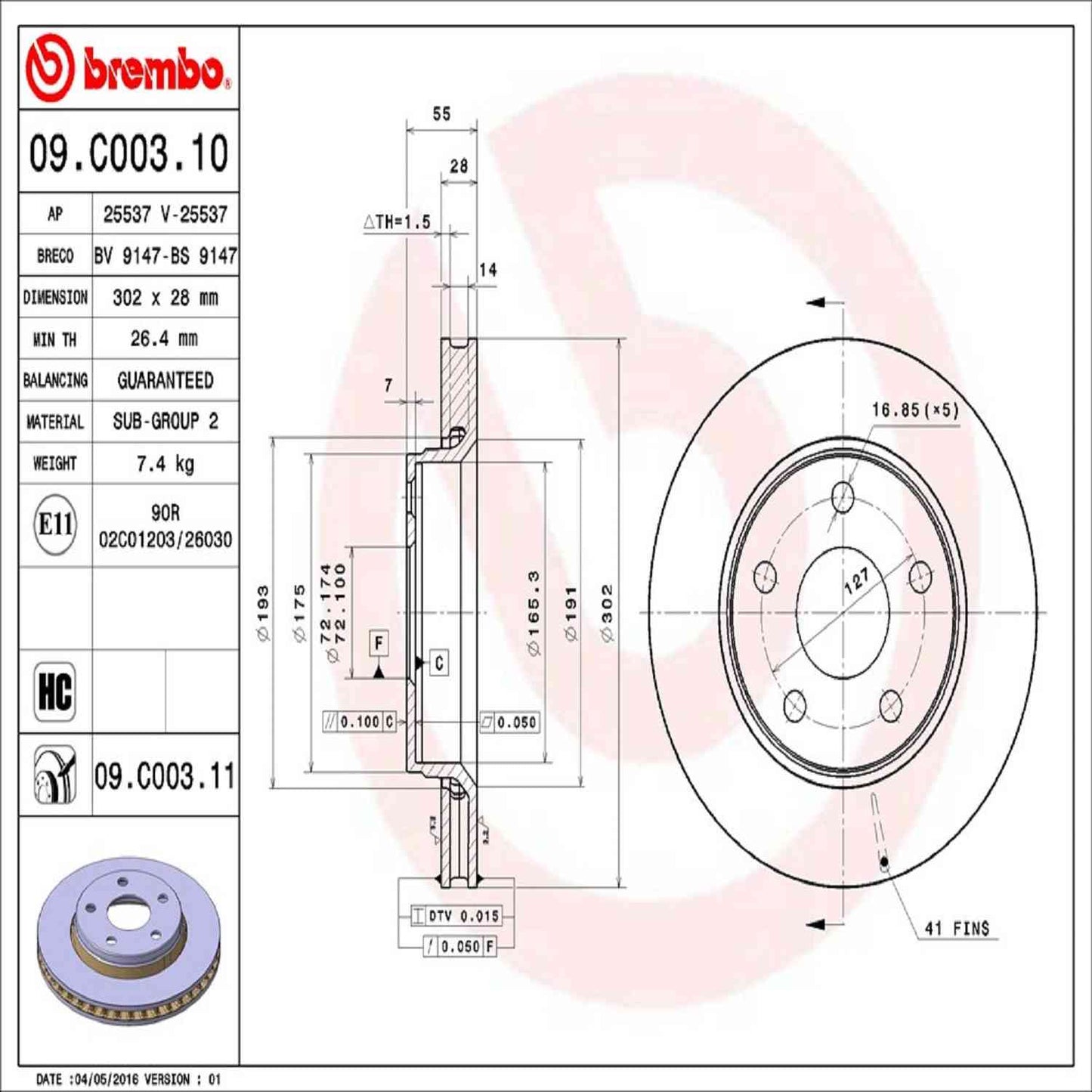 Brembo Disc Brake Rotor 09.C003.11