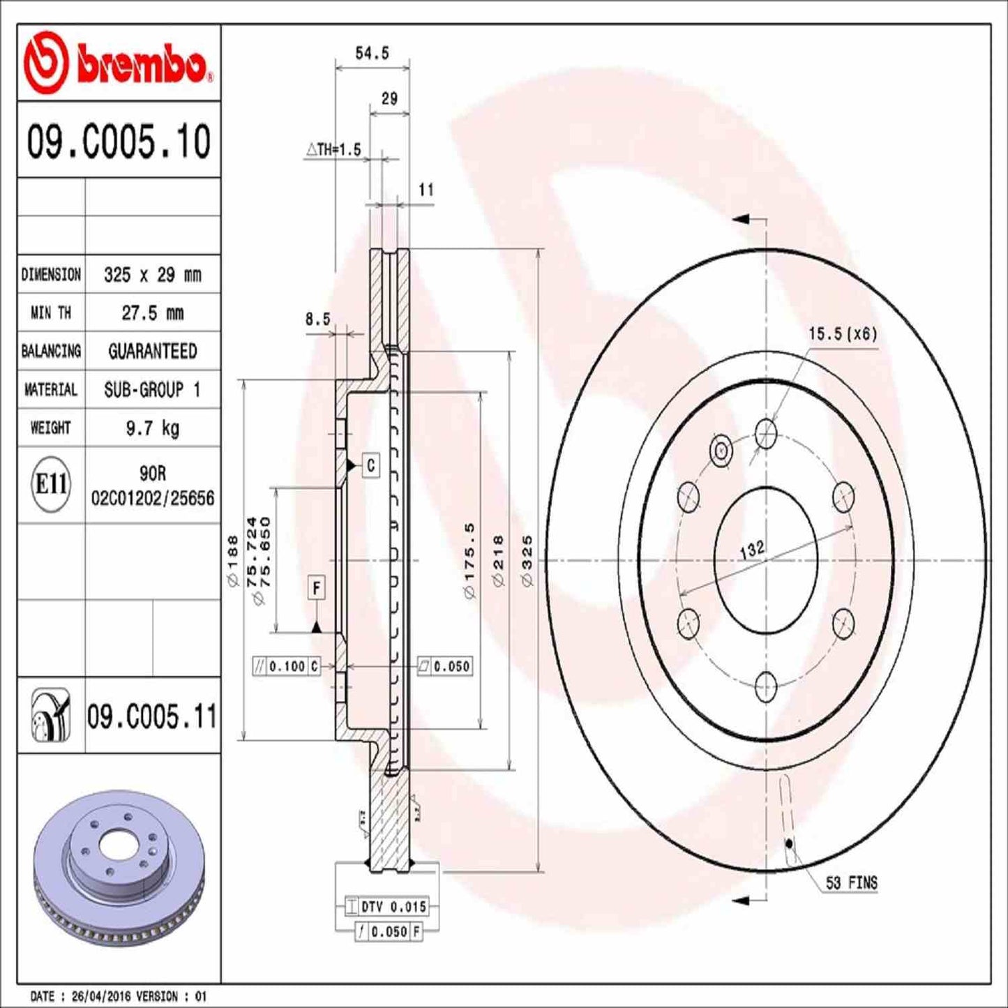 Brembo Disc Brake Rotor 09.C005.11